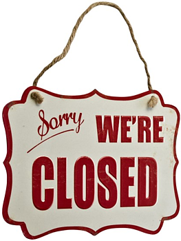 Emaljskylt Sorry we´re closed shabby chic lantlig stil