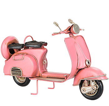Scooter Vespa rosa plåt dekoration retro dekoration shabby chic lantlig stil