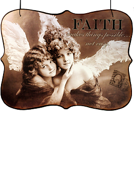 Plåtskylt skylt Faith änglar shabby chic lantlig stil