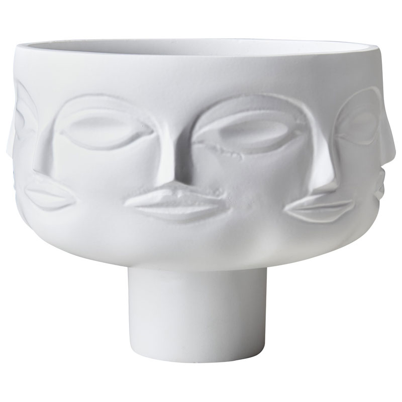Kruka urna skål FACE ansikte vit metall shabby chic lantlig stil Gårdsromantik