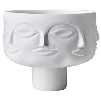 Kruka urna skål FACE ansikte vit metall shabby chic lantlig stil Gårdsromantik