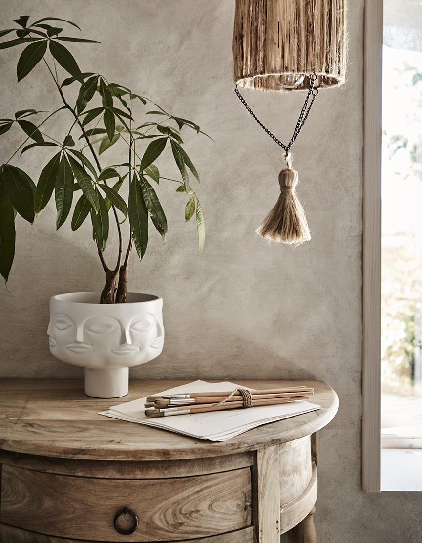 Kruka urna skål FACE ansikte vit metall shabby chic lantlig stil Gårdsromantik - 2