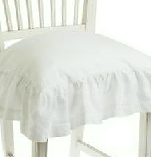 Stolsfodral volang vit hålsöm shabby chic lantlig stil Gårdsromantik