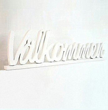 Välkommen stående vitt ord shabby chic lantlig stil