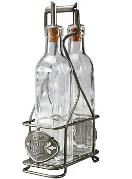 Ställ för olja vinäger zink smide med eller utan glas shabby chic lantlig stil.