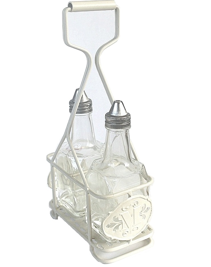 Ställ för olja vinäger zink smide med eller utan glas shabby chic lantlig stil. - 2