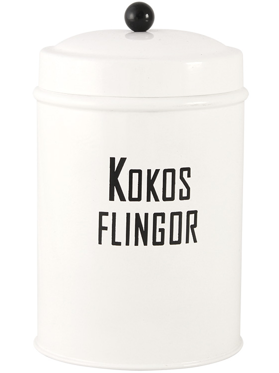 Vit plåtburk Kokos retro emalj plåt shabby chic lantlig stil - 2