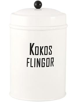 Vit plåtburk Kokos retro emalj plåt shabby chic lantlig stil