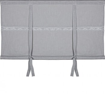 Hissgardin ljusgrå grå med spets i shabby chic lantlig stil