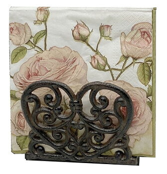 Servettställ antik gjutjärn Hjärta shabby chic lantlig stil Gårdsromantik