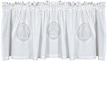 Kappa gardinkappa vit med vitt Monogram broderi shabby chic lantlig stil