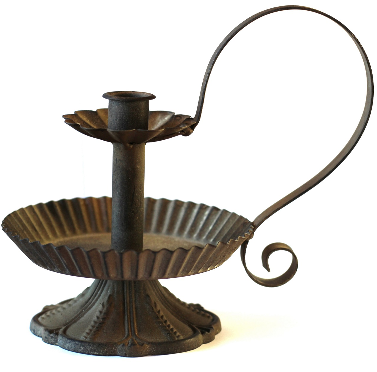 Stor kammarstake kammarljusstake mörk antik zink plåt shabby chic lantlig stil