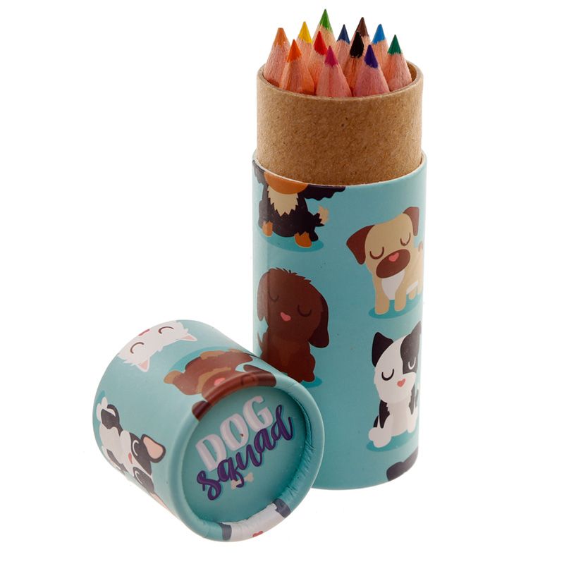 Colored pencils 12 set in jar - Dogs country style Farm romance