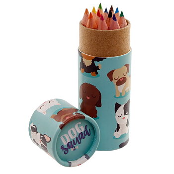 Colored pencils 12 set in jar - Dogs country style Farm romance