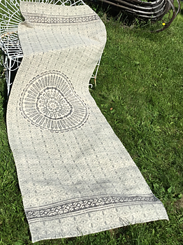Lång matta Vintage Mosaic grå ljusgrå matta bomull bomullsmatta lantlig stil