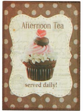 Plåtskylt med magnet Afternoon Tea shabby chic lantlig stil