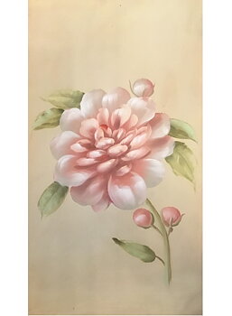 Stor handmålad tavla Ljus Rosa Pion shabby chic lantlig stil