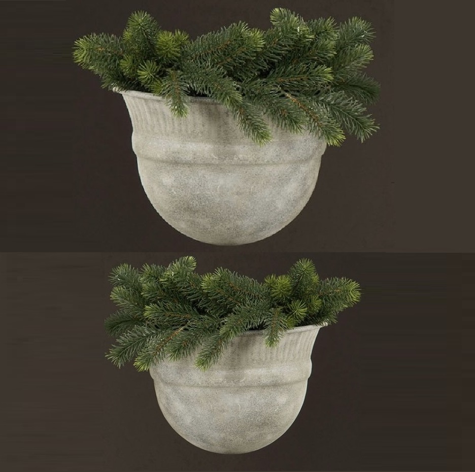 Väggkruka zink färgad plåt 2 set shabby chic lantlig stil