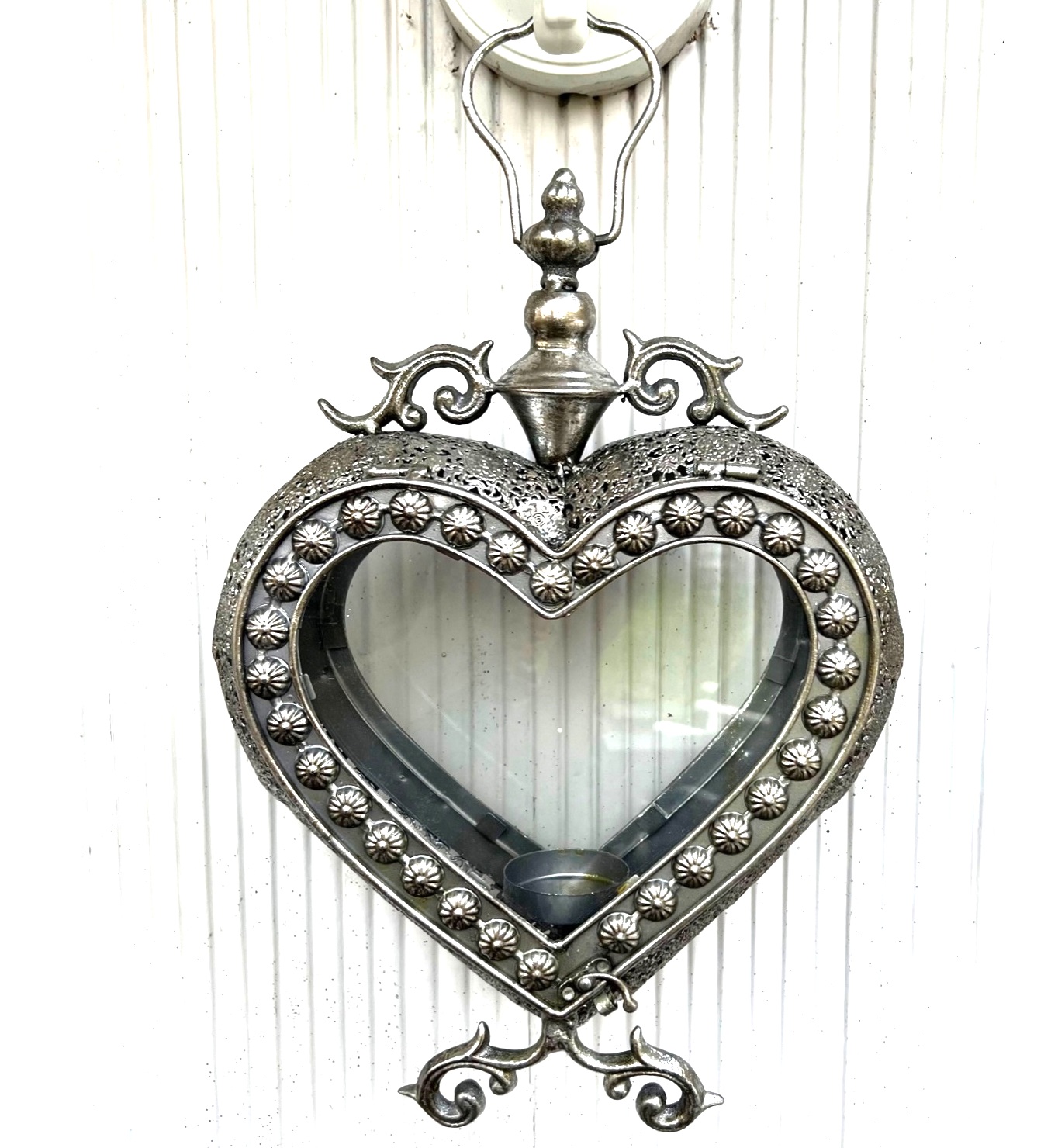 Hjärtformad lykta silver romantisk shabby chic lantlig stil - 2