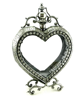 Hjärtformad lykta silver romantisk shabby chic lantlig stil