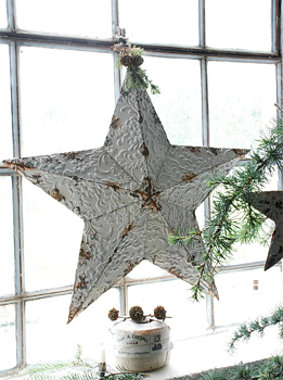 Stor antikbehandlad stjärna handgjord adventsstjärns i metall Jeanne d´Arc Living