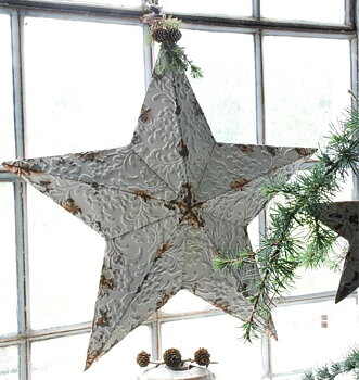 Stor antikbehandlad stjärna handgjord adventsstjärns i metall Jeanne d´Arc Living