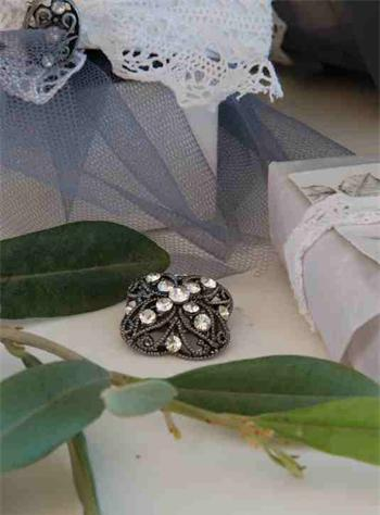 Brosch antiksilver-färg vintage-stil Jeanne d'Arc Living shabby chic lantlig stil - 2