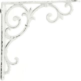 Antikvit vit stor konsoll hyllbärare nr 2 gjutjärn snirklig shabby chic lantlig stil