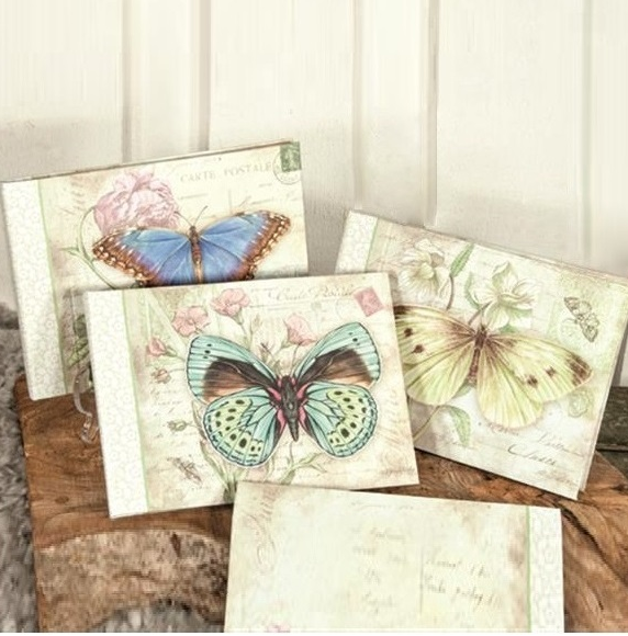 Anteckningsbok notebook Vintage Fjäril shabby chic lantlig stil