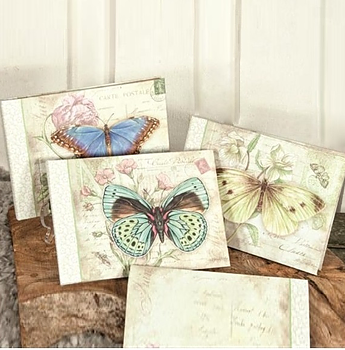 Anteckningsbok notebook Vintage Fjäril shabby chic lantlig stil