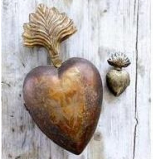 Litet dekorationshjärta votive antik mässing färgad Jeanne d´Arc Living shabby chic lantlig stil - 2