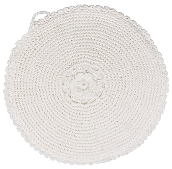 Grytlapp handvirkad rund vit chic antique shabby chic lantlig stil