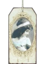 Viktoriansk flicka liten metall tag handgjord romantisk skylt shabby chic lantlig stil  Gårdsromantik