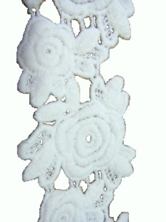 Rosor broderad bred bomullsspets - 2