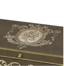 Ask handmålad Medaljong i trä shabby chic lantlig stil Gårdsromantik