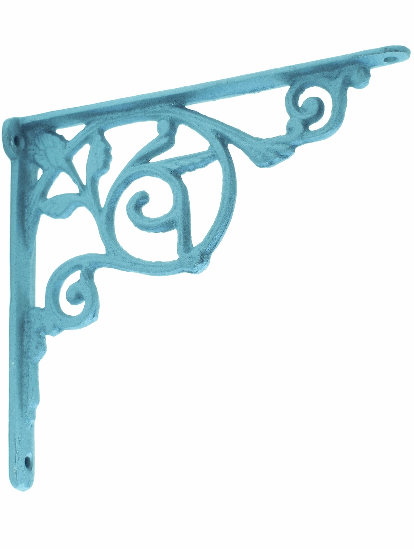 Konsoll hyllbärare gjutjärn snirklig blå gammaldags shabby chic lantlig stil