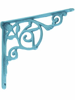 Konsoll hyllbärare gjutjärn snirklig blå gammaldags shabby chic lantlig stil