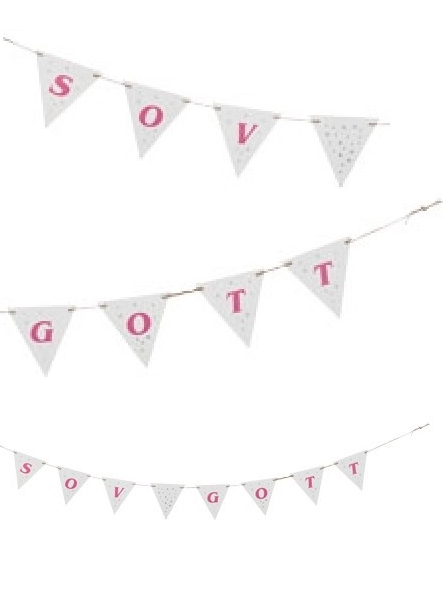 Vimplar flaggor trä SOV GOTT rosa shabby chic lantlig stil