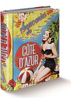 Förvaringslåda bok i plåt Retro Souvenirs de Cote d´Azur