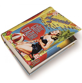 Förvaringslåda bok i plåt Retro Souvenirs de Cote d´Azur