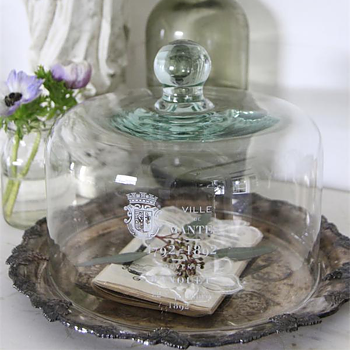 Fransk Glaskupa 2 storlekar jeanne D'arc living shabby chic lantlig stil