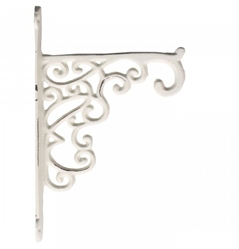 Konsoll krokhängare snirklig antik-vit i gjutjärn 23 x 15 snirklig shabby chic lantlig stil
