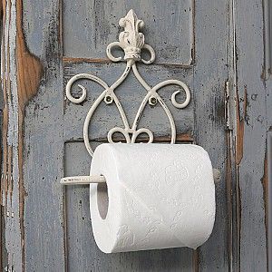 Hållare för toalettpapper Toarullshållare antik vit smide Chic Antique shabby chic lantlig stil - 2