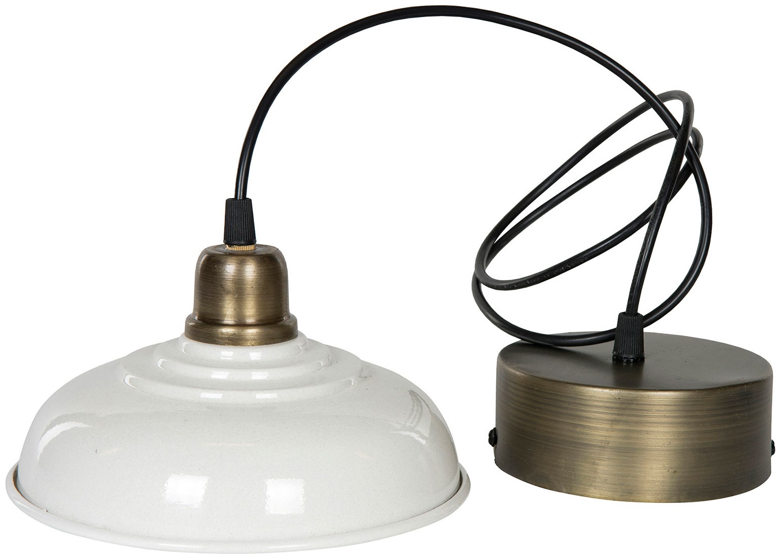 Vit taklampa emalj med takopp metall lantlig stil shabby chic - 2