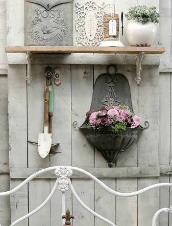 Konsoll liten hyllbärare 10 x 10 cm zinkgrå gjutjärn snirklig shabby chic lantlig stil - 2