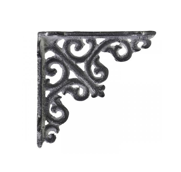 Konsoll liten hyllbärare 10 x 10 cm zinkgrå gjutjärn snirklig shabby chic lantlig stil