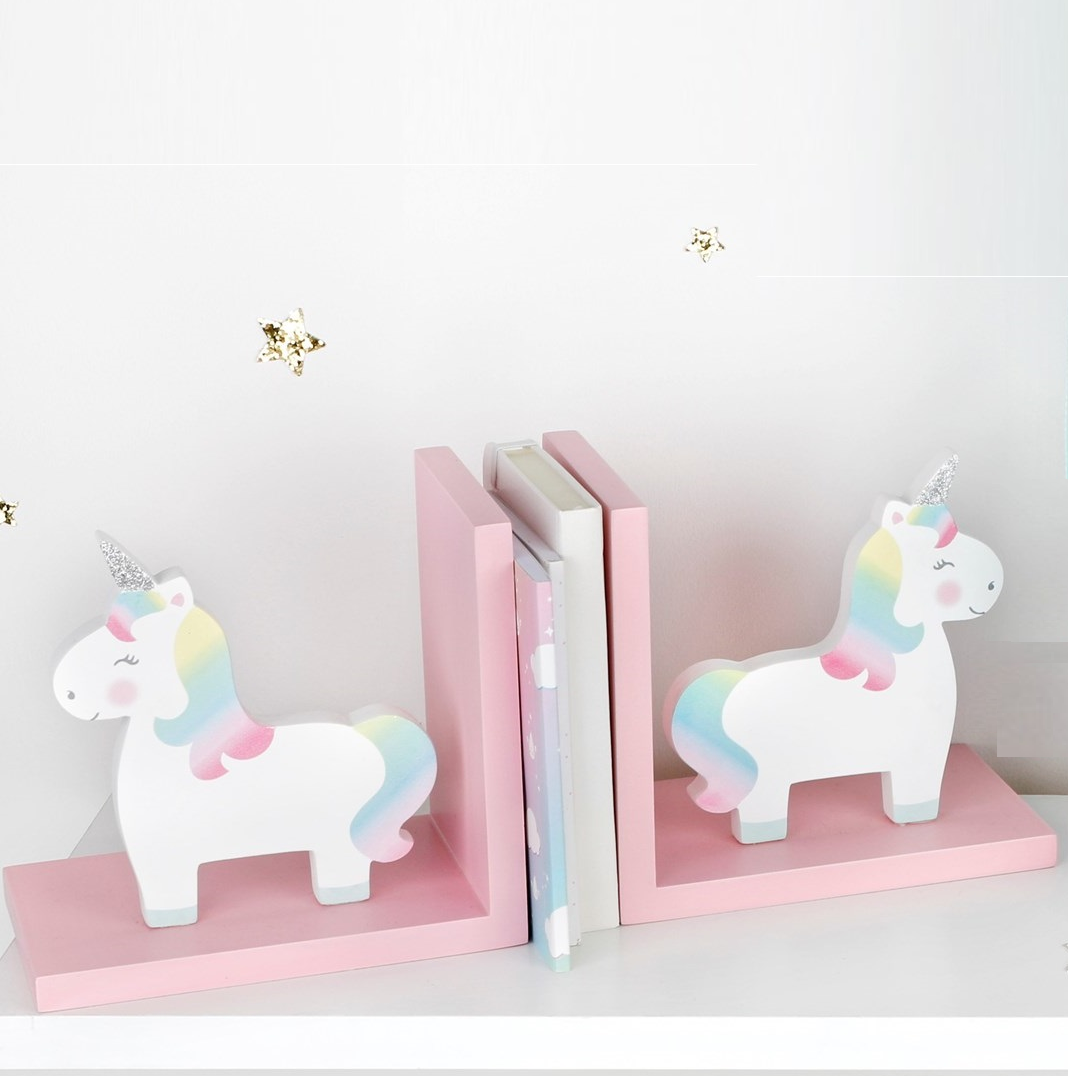 Bokstöd Unicorn - rosa Enhörning 2 set 2:a sortering shabby chic lantlig stil Gårdsromantik
