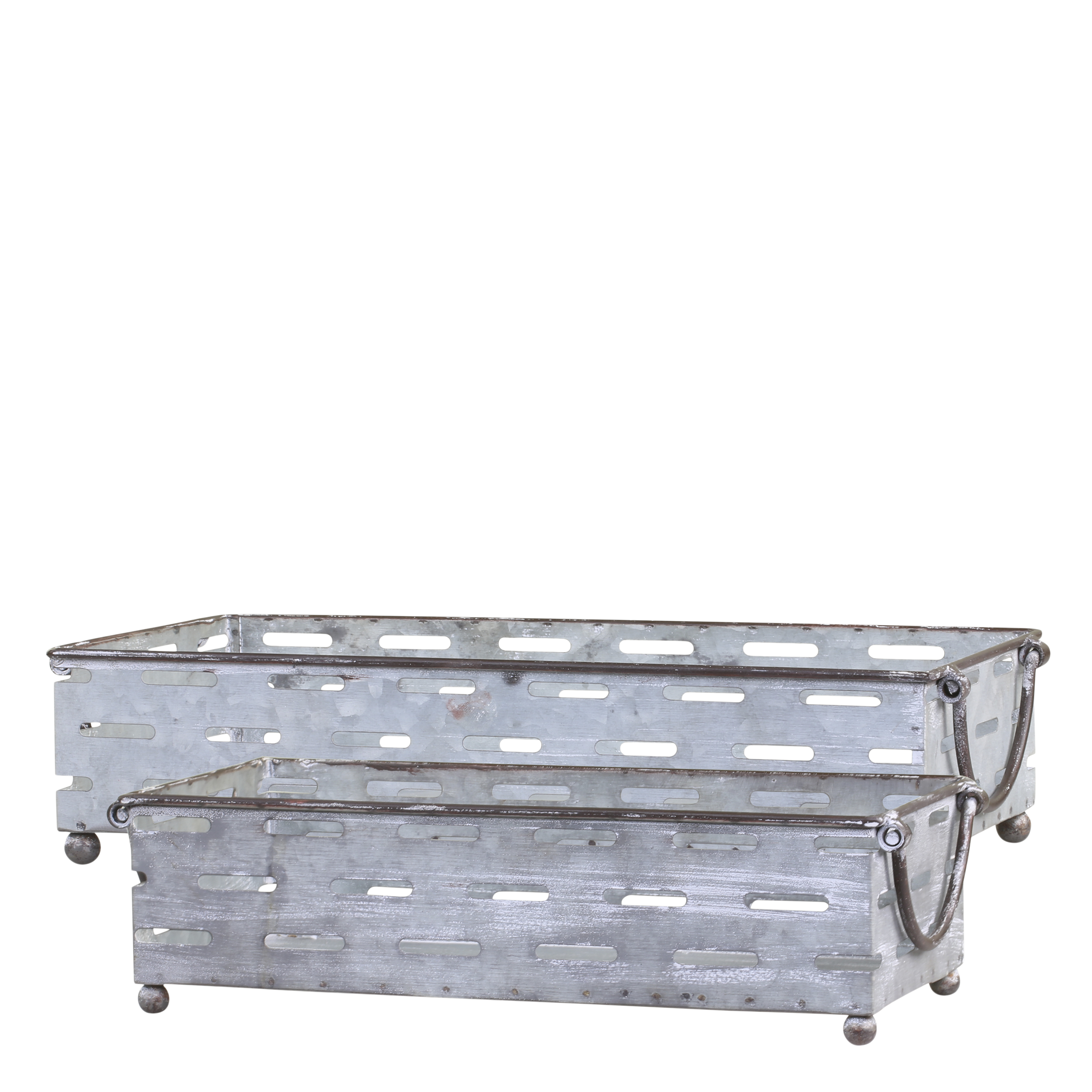 Gamla franska zinklådor 2 set plåtlåda zink plåt industristil shabby chic lantlig stil Gårdsromantik
