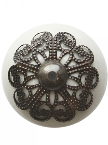 Knopp vit porslin ornament shabby chic lantlig stil