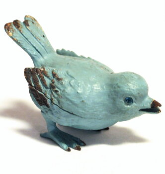 Turkos smyckesgömma ask metall fågel litet smyckesskrin duck egg shabby chic lantlig stil
